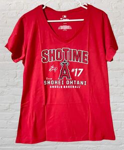 angels エンゼルス　大谷翔平　サイン入り Ｖネック ロゴTシャツ　レディース　Lサイズ　