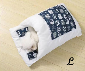 猫用 お布団 ペットベッド 可愛い ネコ用 もぐる ふとん 小型犬 キャット 小動物 猫用布団 ペット寝袋　四季兼用 L