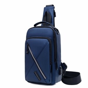 ☆ボディバッグ メンズ バッグ ショルダーバッグ 斜めがけ 大容量 ワンショルダーバッグ 多機能 防水 軽量 旅行 通勤 ブルー