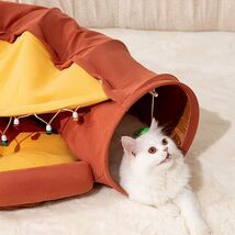 猫ハウス ねこ キャットトンネル 猫ベッド ペットハウス 折りたたみ おもちゃ　ブラウン_画像6