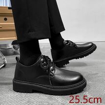 革靴 紐靴 メンズ カジュアル メンズシューズ ビジネスシューズ ハイカット 防滑ソール オフィス 紳士靴 PU革 25.5cm_画像1