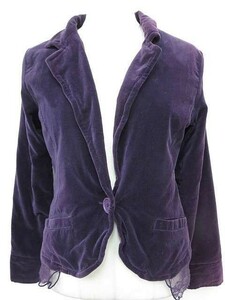 【送料無料】Chou Chou ベロア テーラードジャケット レース 刺繍 紫 M■管理番号L7741AWS17-180406-50