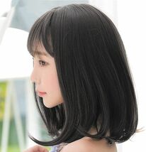 ウィッグ ボブ セミロング 女性用 かつら フルウィッグ ミディアム レディース ブラック 軽い 可愛い 自然 ゆるふわ_画像5