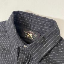 美品 名作 RRL ドット ストライプ ウエスタン シャツ XS コットン リネン ブラック black ウォバッシュ コンチョ ボタン 国内正規品 double_画像4