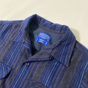 美品 ペンドルトン オープンカラー ストライプ ウール シャツ S シャドー Pendleton board SHIRT