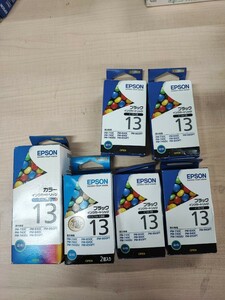 (A1096) 純正EPSON エプソン インクカートリッジ IC5CL13W IC1BK13W IC1BK13W×4合計6点 未開封 期限切れ