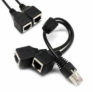 RJ45 イーサネットアダプタスプリッタ RJ45 1オス-2メスLANイーサネット スプリッタ アダプタ