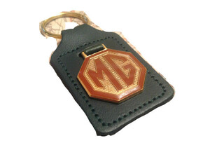 MG green leather original leather key holder key ring Britain made 