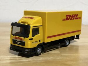 未展示！1:87 MAN TGL/08 LKW ヘルパ マン 2軸ドライバン パワーゲート付 DHL HOゲージサイズ パワーゲートギミック付！