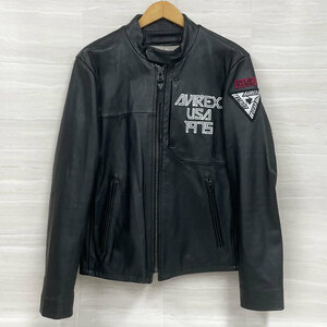 1円～！　【HS279】中古　AVIREX アヴィレックス　18AW 撥水 ゴートスキン レザー シングルライダース ジャケット　黒　メンズ L