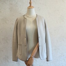 美品★マックスマーラ Max Mara ★肉厚ヴァージンウール ノーカラー ジャケットコート size 40 ～M相当～_画像8