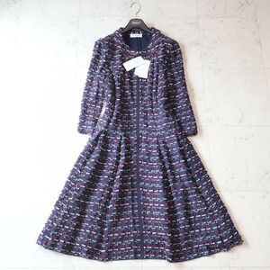 新品タグ付き★レリアン Leilian NEMlKA★大きいサイズ13+ LL相当★リボンツィード dress ワンピース