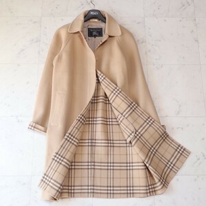 美品★Burberry’s バーバリーロンドン★裏チェック・カシミヤ １枚仕立てダブルフェイス ロングコート size 38 ～L相当～