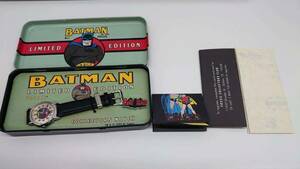 #1610 FOSSIL BATMAN LIMITED EDITION フォッシル バットマン アナログ腕時計 ピンバッジ付 ヴィンテージ 限定品 動作確認済