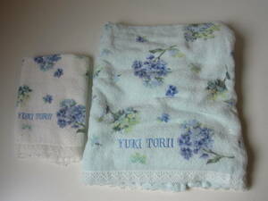 トリイユキ　YUKI TORII　バスタオル　ウォッシュクロス　2枚セット　綿100％　送料350円～　花模様　花柄　未使用保管品　ユキトリヰ　