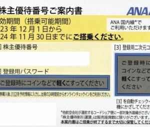 最新値下げ！ANAグループ優待券割引券　株主優待券2枚　有効期間：2023年12月1日から 2024年11月30