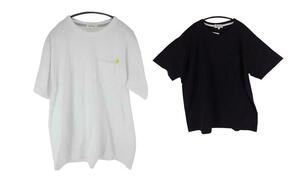 SS1328◇ 新品 メンズ Tシャツ 半袖 丸首 左胸ポケット ポロ生地 2点セット 3Lサイズ 黒 ブラック 白 ホワイト 