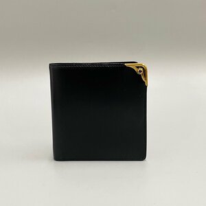 極 美品 希少品 CARTIER カルティエ サファイアライン カーフ レザー 本革 二つ折り 財布 ミニ ウォレット 小銭入れ ネイビー 49540