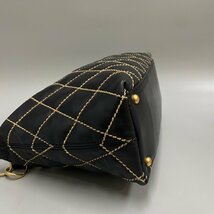 1円 極 美品 シール有 8番台 CHANEL シャネル ワイルドステッチ マトラッセ レザー ハンドバッグ セミ ショルダーバッグ ブラック 19547_画像7