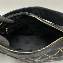 1円 極 美品 シール有 8番台 CHANEL シャネル ワイルドステッチ マトラッセ レザー ハンドバッグ セミ ショルダーバッグ ブラック 19547_画像9