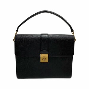 極 美品 希少品 カード付 PRADA プラダ ロゴ 金具 レザー 本革 ビジネスバッグ ハンドバッグ ブリーフケース ブラック 黒 18809