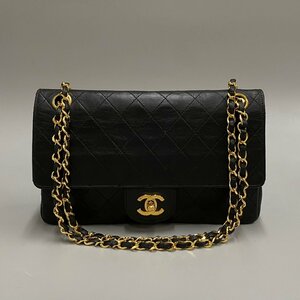 1円 極 美品 シール有 0番台 CHANEL シャネル ダブルフラップ 25cm マトラッセ ラムスキン 2way ハンドバッグ ショルダーバッグ 黒 64206