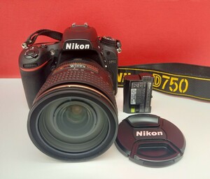 ■ Nikon D750 ボディ AF-S NIKKOR 24-120mm F4G ED レンズ 動作確認済 シャッターOK デジタル一眼レフカメラ バッテリー 付属品 ニコン