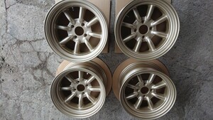 ワタナベ Rタイプ 16×8.5j -6 16×8j 0 114.3 4穴 メタリックゴールド 美品 ワタナベホイール 16インチ R31 DR30 ハコスカ ジャパン 