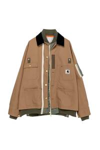 size1 新品 23AW sacai × Carhartt WIP Canvas x MA-1 Jacket Michigan ジャケット ブルゾン サカイ カーハート ワークジャケット ナイキ