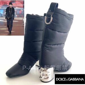 新品 DOLCE&GABBANA パデッド キルテッド ヒールブーツ JACKIE /ドルチェ＆ガッバーナ キルティング ブーツ