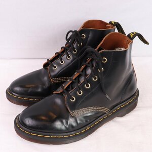 ドクターマーチン UK7/25.5cm-26.0cm/6ホール 黒 ブラック ブーツ レザー メンズ レディース dr.martens 中古 古着 dh4089