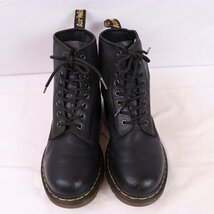 ドクターマーチン UK8/26.5cm～27.0cm/８ホール 黒 ブラック レザー ブーツ メンズ DR.Martens 中古 古着 dh4098_画像2