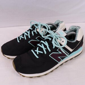 574 ニューバランス 28.5cm/new balance 黒 ブラック 水色 紫 中古 古着 スニーカー メンズ yy8244