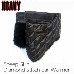 送料無料 HEAVY シープスキン ダイヤステッチイヤーウォーマー EAR WARMER / 半ヘルに簡単取り付け 防寒対策 半ヘルドレスアップ