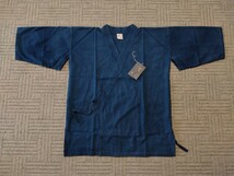 入荷しました 岡山 井原 日本製 藍の里 デニム 作務衣 上下セット Lサイズ 綿100％ メンズ 最高級 紺 和装 和服 甚平 倉敷 児島 771_画像2