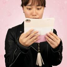 iPhone15 ケース 手帳型 かわいい ピンク 白 iPhone 15 ケース アイホン15 カバー ミラー 鏡 ストラップ アイフォン15 人気 スマホケース_画像4