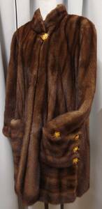 カルヴェンファーズ ブラウンミンク　セミロングコート　carven furs paris　美品