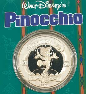 レアな　2000年　PINOCCHIO ピノキオ 銀貨 1オンス　銀貨 999/1000 純銀　ディズニー