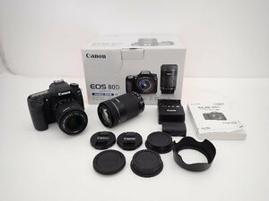 CANON キヤノン デジタル一眼レフカメラ EOS 80D 18-55mm 55-250mm ダブルズームキット 元箱/説明書付 ∽ 6C157-1