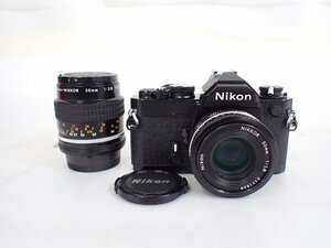 Nikon ニコン FM フィルム一眼レフカメラ ブラック NIKKOR 50mm F1.8/Micro-NIKKOR 55mm F2.8 レンズ2本セット ∴ 6C2CB-30