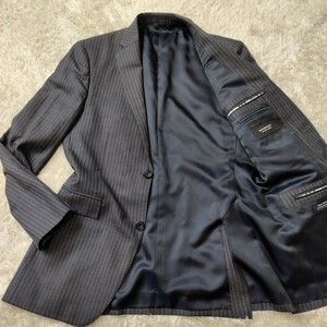 バーバリーブラックレーベル BURBERRY BLACK LABEL【圧倒的高級感】テーラードジャケット 2B 40R L Super100's使用 ストライプ 総裏地