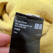 ★送料360円★美品 カシミア100% UNIQLO ユニクロ カシミヤ ニット セーター 長袖 サイズL Vネック イエロー 黄色 レディース R-5192_画像5