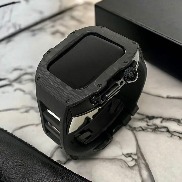 アップルウォッチ　ウルトラ　カバー　ケース　Apple Watch ultra 49mm カーボン　ブラック　49ミリ　カスタム
