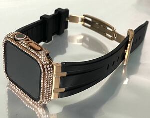 AppleWatch покрытие защита высококлассный glass кейс Kirakira rose Gold Apple часы 38mm 40mm 41mm 44mm 45mm Raver частота ремень 