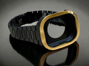  Apple часы Ultra покрытие Apple Watch ultra 49mm нержавеющая сталь ремень частота кейс 49 мм / черный Gold 