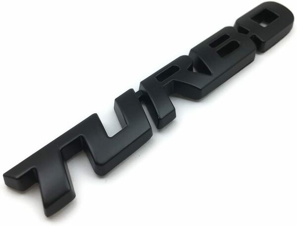 【送料無料、匿名配送】TURBO ロゴ (大) エンブレム メタル ブラック ステッカー 外装 内装 カスタムパーツ ターボ