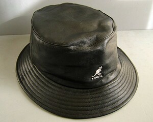 《未使用 00’s 牛革製》 KANGOL LEATHER BUCKET HAT カンゴール レザー バケット ハット Ｌ