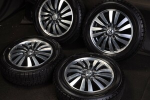 ★バリ山 165/65R14 スズキ純正アルミ 国産ダンロップ スタッドレス 2020年製 4本セット エブリィプラスランディカプチーノソリオ等