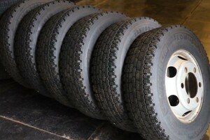 ★バリ山 225/80R17.5 123/122L LT 14PR MICHELIN XDW ICE GRIP 2019年製 スタッドレス ホイール付 6本セット ４トン4t