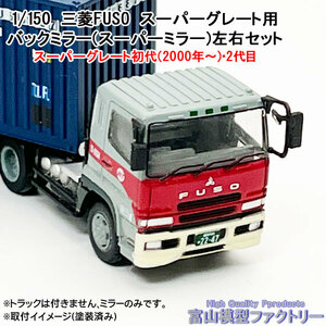 1/150 三菱FUSO スーパーグレート用バックミラー（スーパーミラー対象車）左右セット、レジン製パーツとなります。